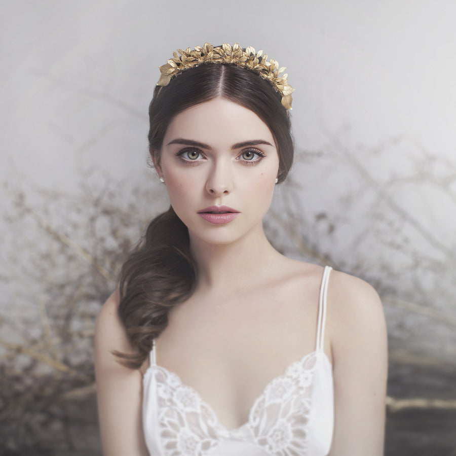 Beautiful Gold handmade Crown on model